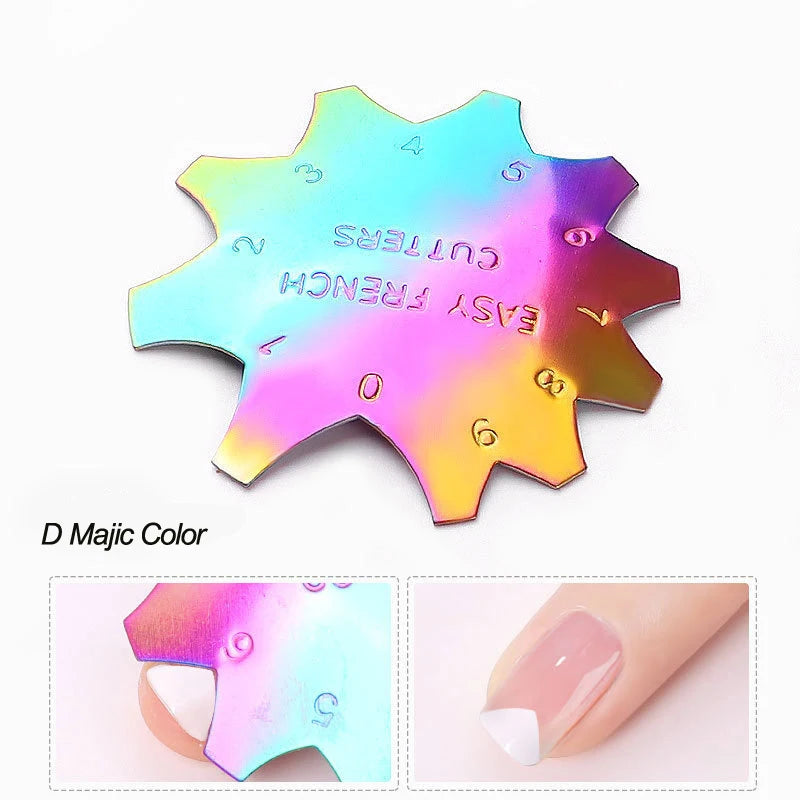 Pro 12 Style Easy French Smile Cut V Line Edge Trimmer Nail Cutter Almond Design Nail Stencil Styling Mold French Manicure Tools