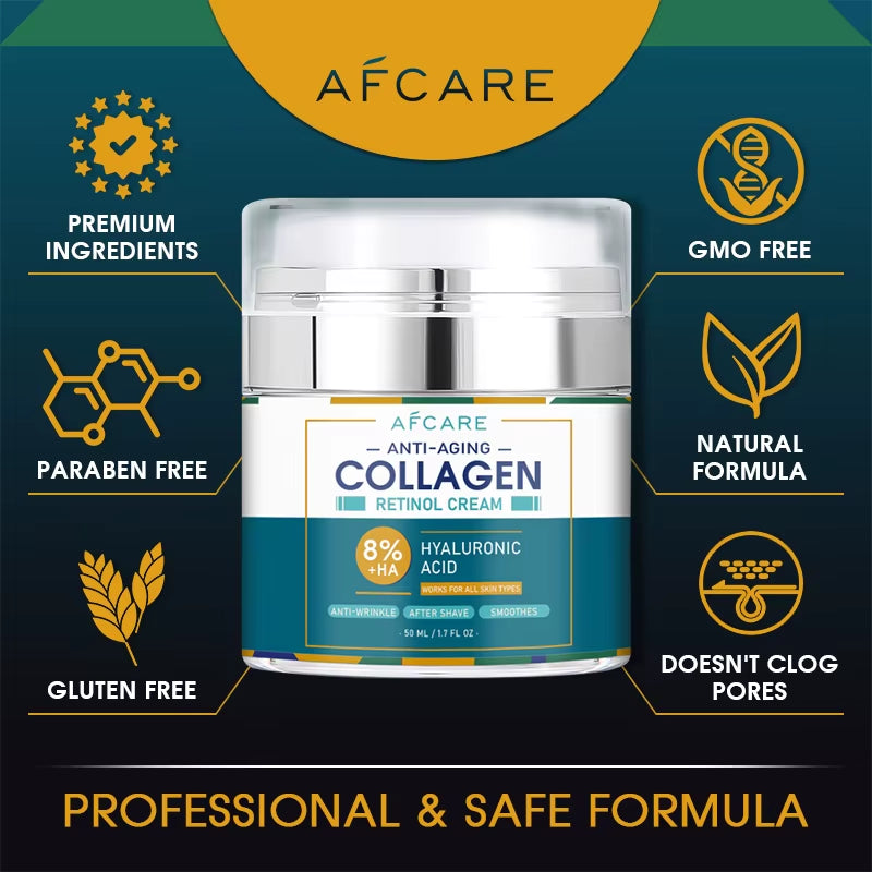 8% Collagen Face Cream with Hyaluronic Acid & Retinol – Anti Aging Moisturizing Wrinkle Cream