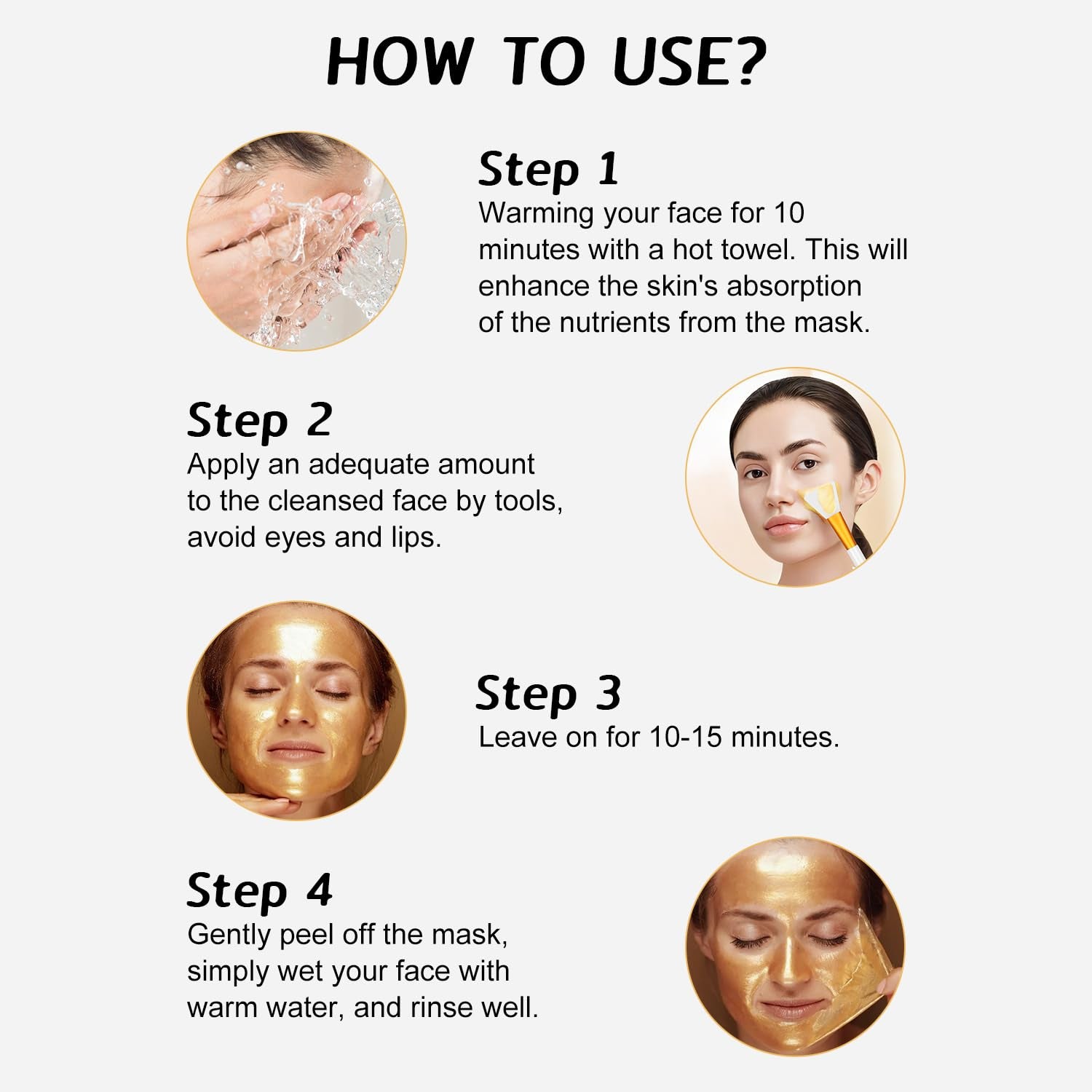 24K Gold Peel-Off Face Mask – Hydrating & Deep Cleansing Skincare (2PCS)