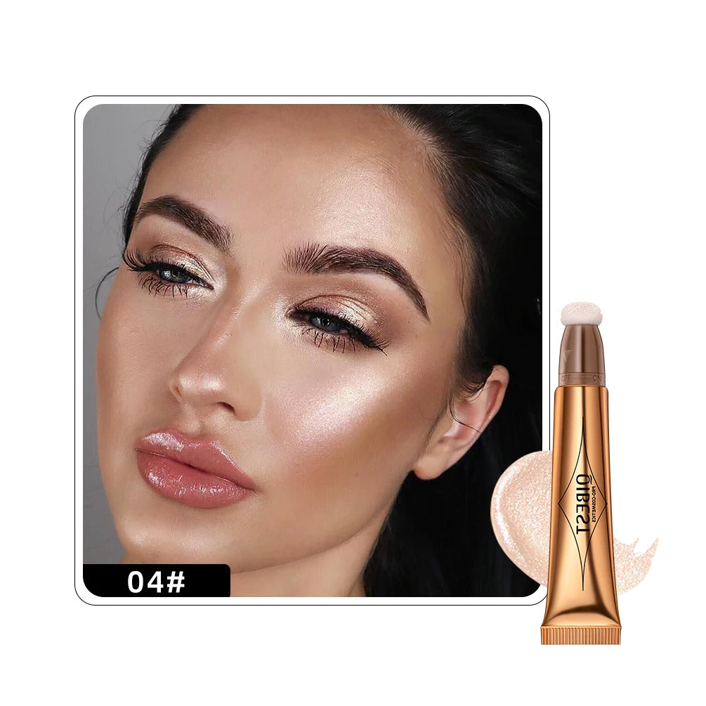 Liquid Contour with Cushion Applicator Highlight Shimmer Natural Soft Moisturizing Cream Liquid Blush for Cheek Cosmetics