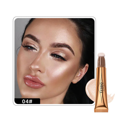 Liquid Contour with Cushion Applicator Highlight Shimmer Natural Soft Moisturizing Cream Liquid Blush for Cheek Cosmetics