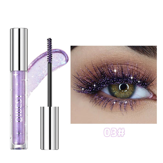 Glitter Diamond Mascara – Waterproof Shimmer Curling Mascara (Silver, Gold & Purple)