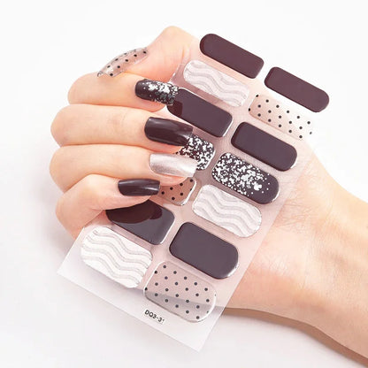 UV Semi Cured Gel Nail Wraps – Long Lasting French Style LED Gel Nail Stickers for Nail Extensions