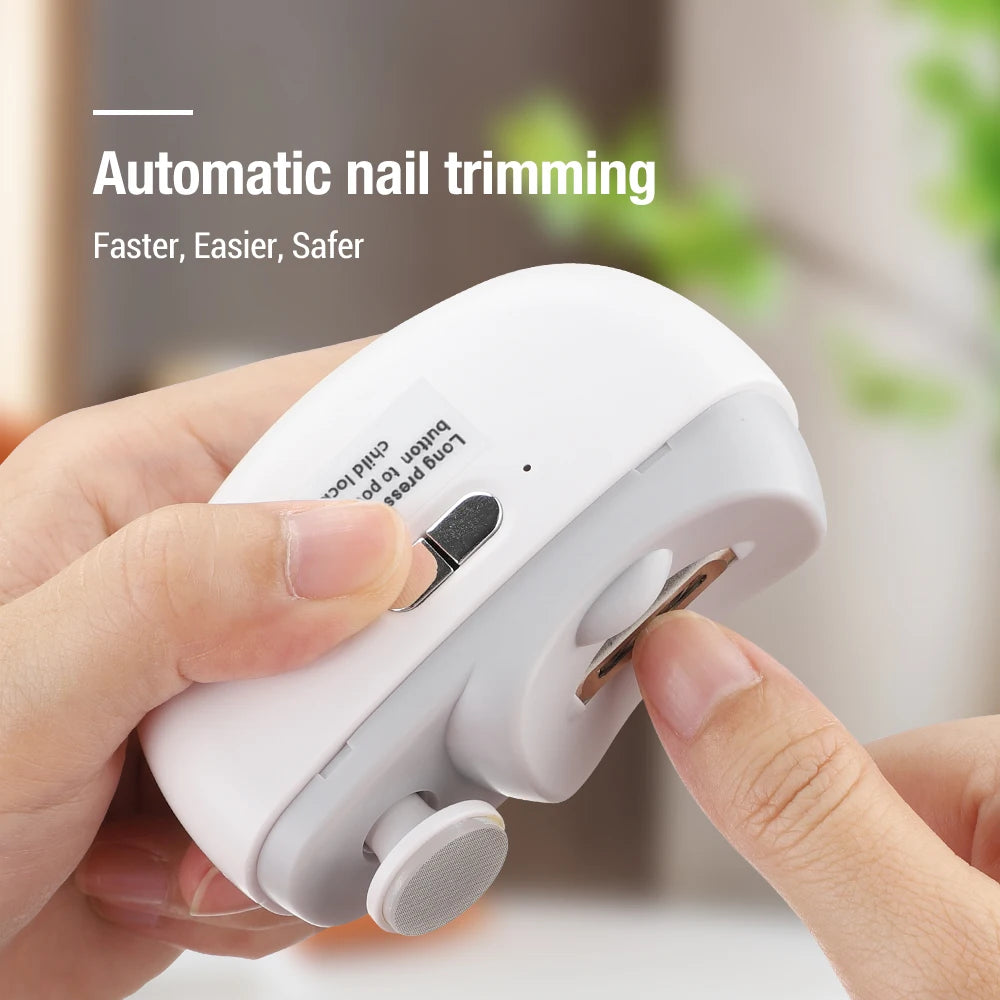 Electric Nail Clipper with Grinder & LED Light – Automatic Rechargeable Nail Trimmer for Baby & Adults