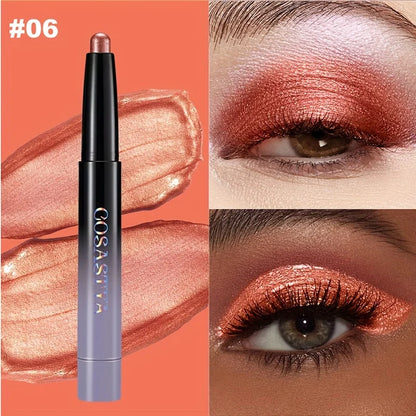 Brown Neutral Metal Eye Shadow Stick, Magic Color Cream Shimmer Crayon, Eye Whitening Stick, Highlight Pen, Eyeliner Pen