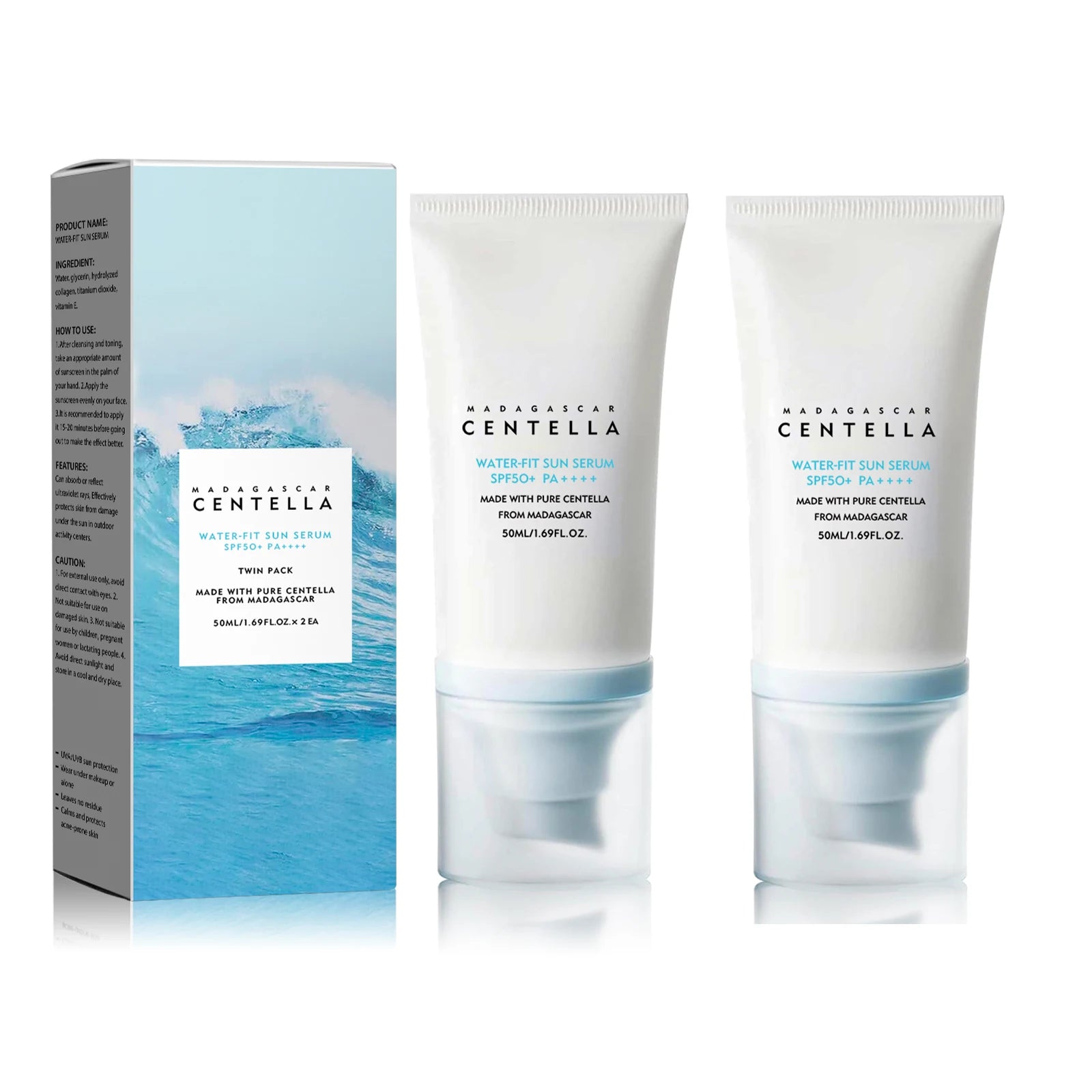 2/1Pcs SPF50+ Sunscreen Cream Centella Strong UV Protection Water-Based Sunscreen Sun Body Sunblock Moisturizing Skin Care