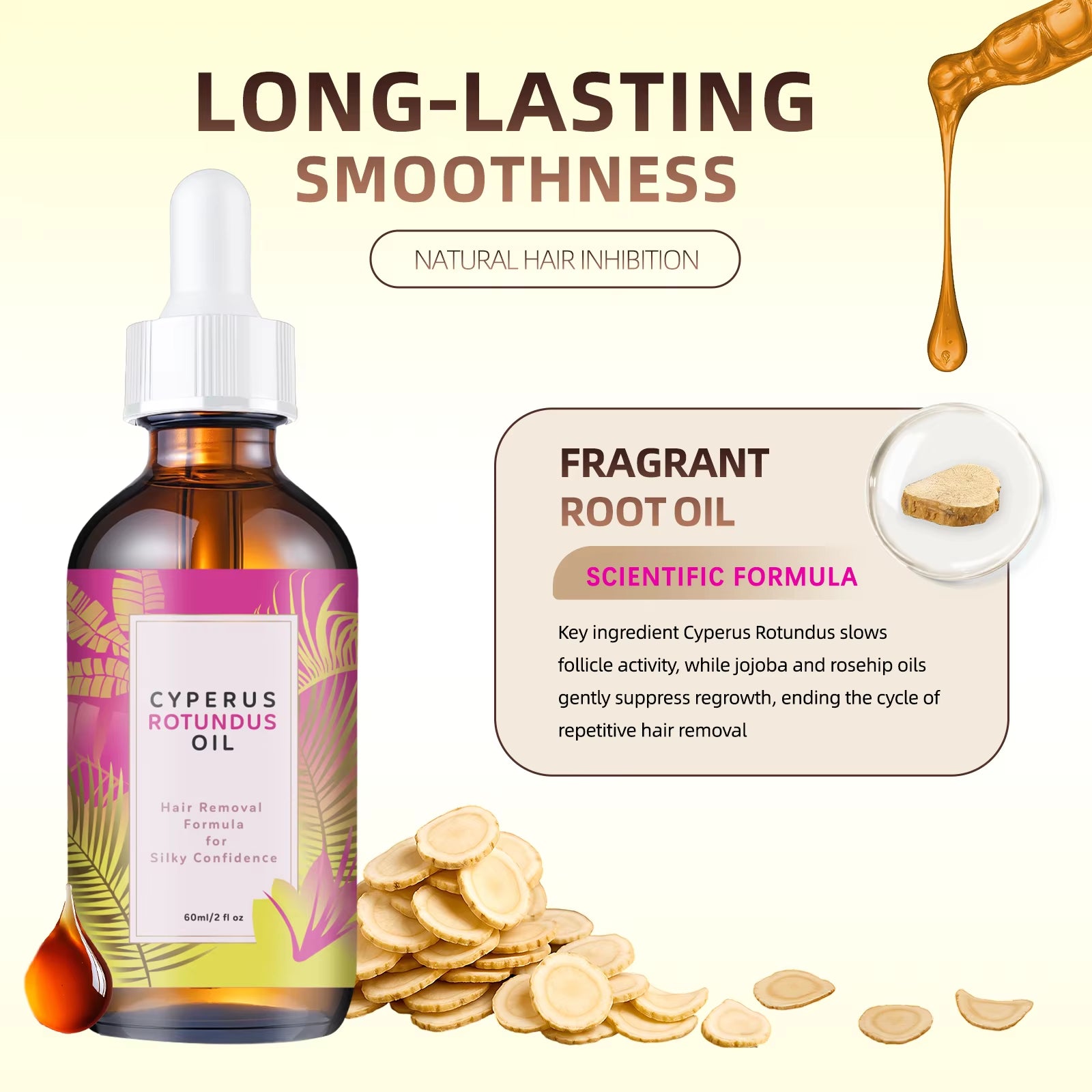 Hair Minimizing Body Oil – Jojoba & Almond Skin Softening Oil (60mL)