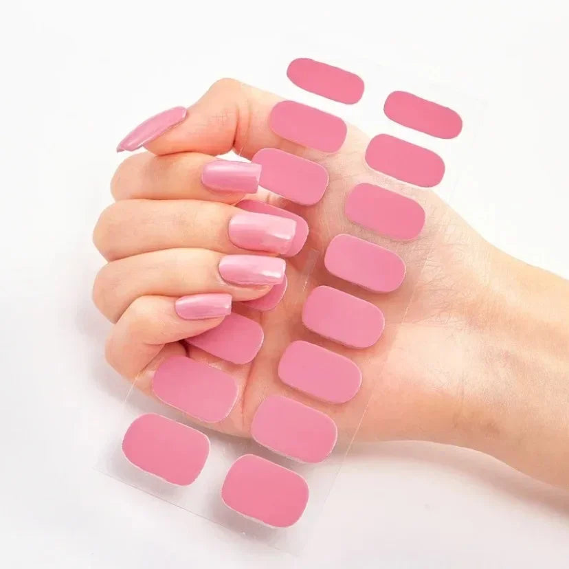 UV Semi Cured Gel Nail Wraps – Long Lasting French Style LED Gel Nail Stickers for Nail Extensions