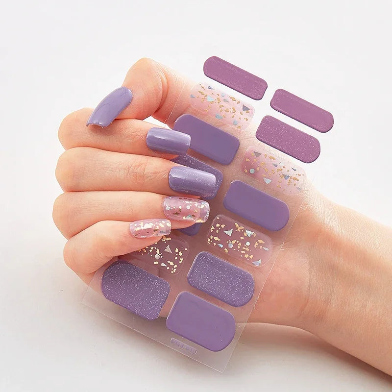 UV Semi Cured Gel Nail Wraps – Long Lasting French Style LED Gel Nail Stickers for Nail Extensions