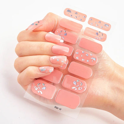 UV Semi Cured Gel Nail Wraps – Long Lasting French Style LED Gel Nail Stickers for Nail Extensions
