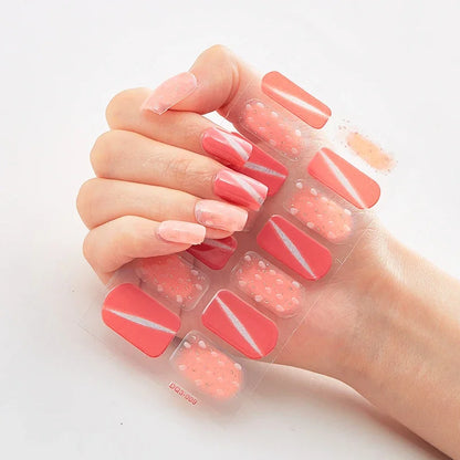 UV Semi Cured Gel Nail Wraps – Long Lasting French Style LED Gel Nail Stickers for Nail Extensions