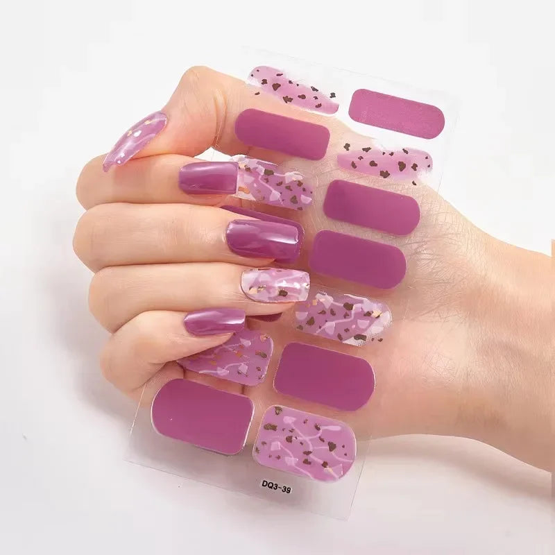 UV Semi Cured Gel Nail Wraps – Long Lasting French Style LED Gel Nail Stickers for Nail Extensions