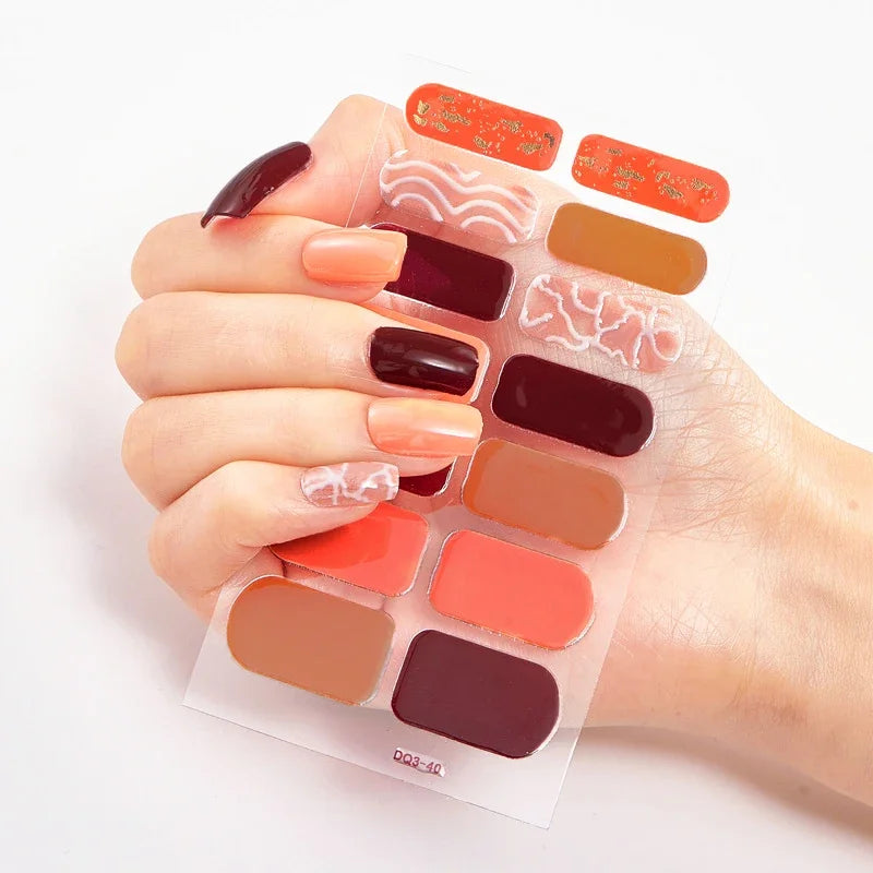 UV Semi Cured Gel Nail Wraps – Long Lasting French Style LED Gel Nail Stickers for Nail Extensions