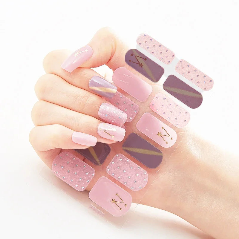 UV Semi Cured Gel Nail Wraps – Long Lasting French Style LED Gel Nail Stickers for Nail Extensions