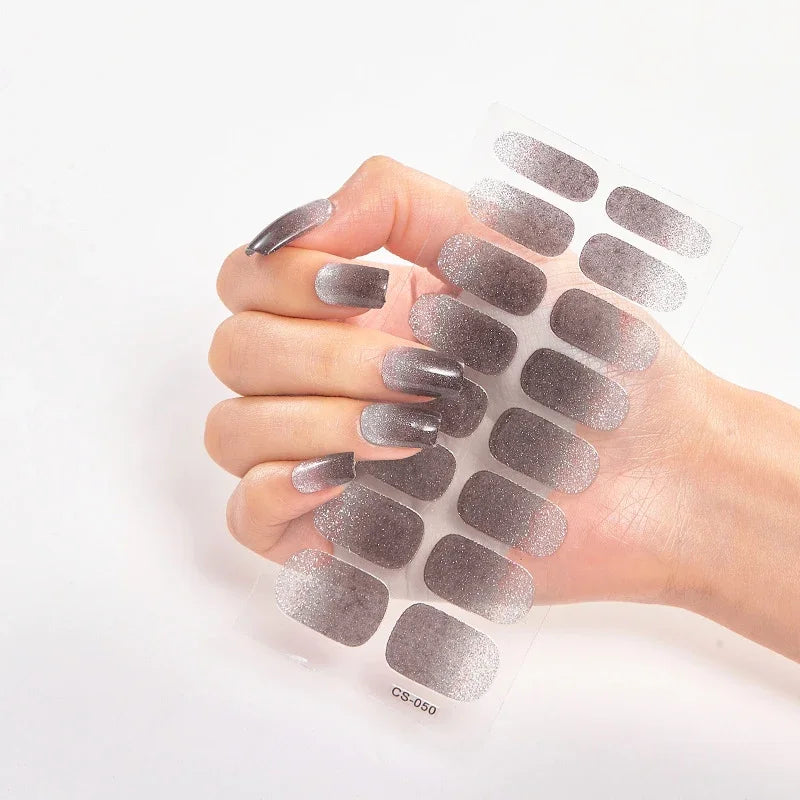 UV Semi Cured Gel Nail Wraps – Long Lasting French Style LED Gel Nail Stickers for Nail Extensions