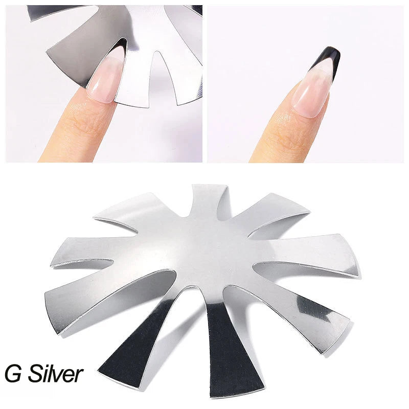 Pro 12 Style Easy French Smile Cut V Line Edge Trimmer Nail Cutter Almond Design Nail Stencil Styling Mold French Manicure Tools