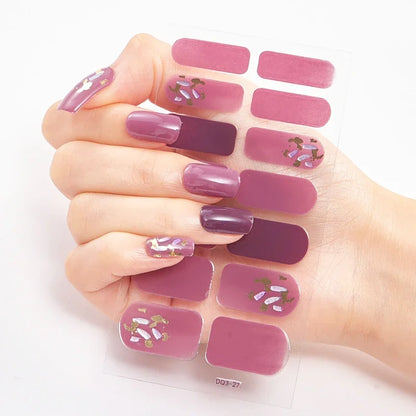UV Semi Cured Gel Nail Wraps – Long Lasting French Style LED Gel Nail Stickers for Nail Extensions
