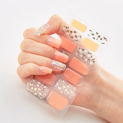 UV Semi Cured Gel Nail Wraps – Long Lasting French Style LED Gel Nail Stickers for Nail Extensions