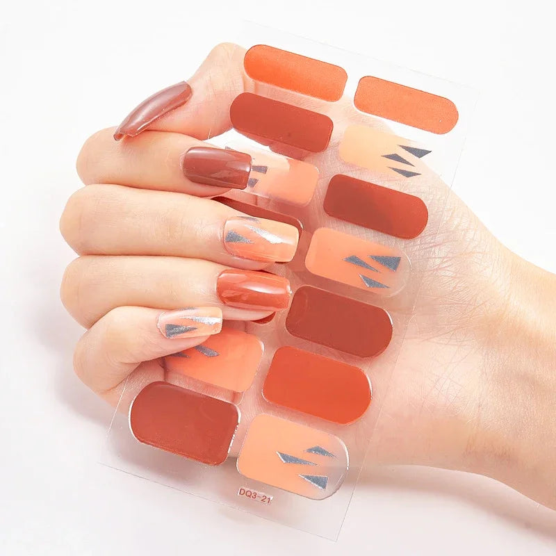 UV Semi Cured Gel Nail Wraps – Long Lasting French Style LED Gel Nail Stickers for Nail Extensions