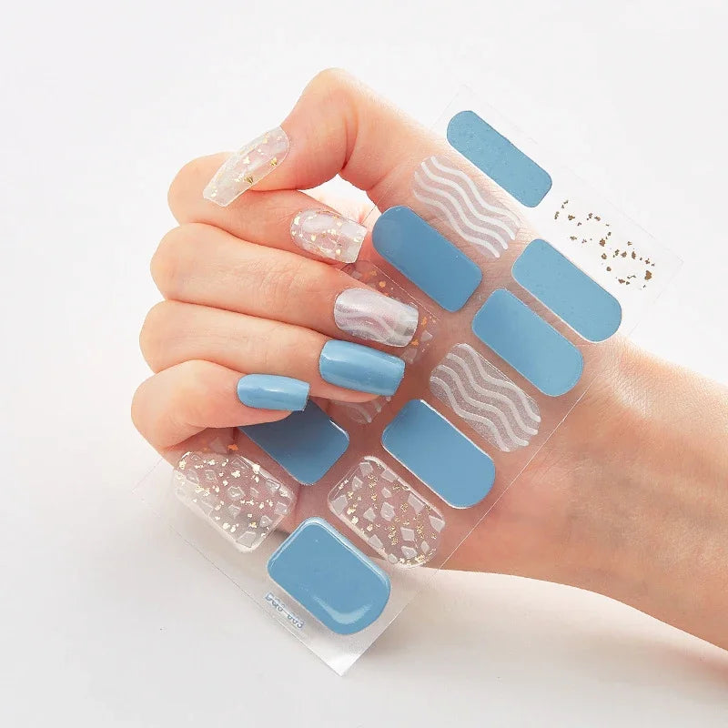 UV Semi Cured Gel Nail Wraps – Long Lasting French Style LED Gel Nail Stickers for Nail Extensions
