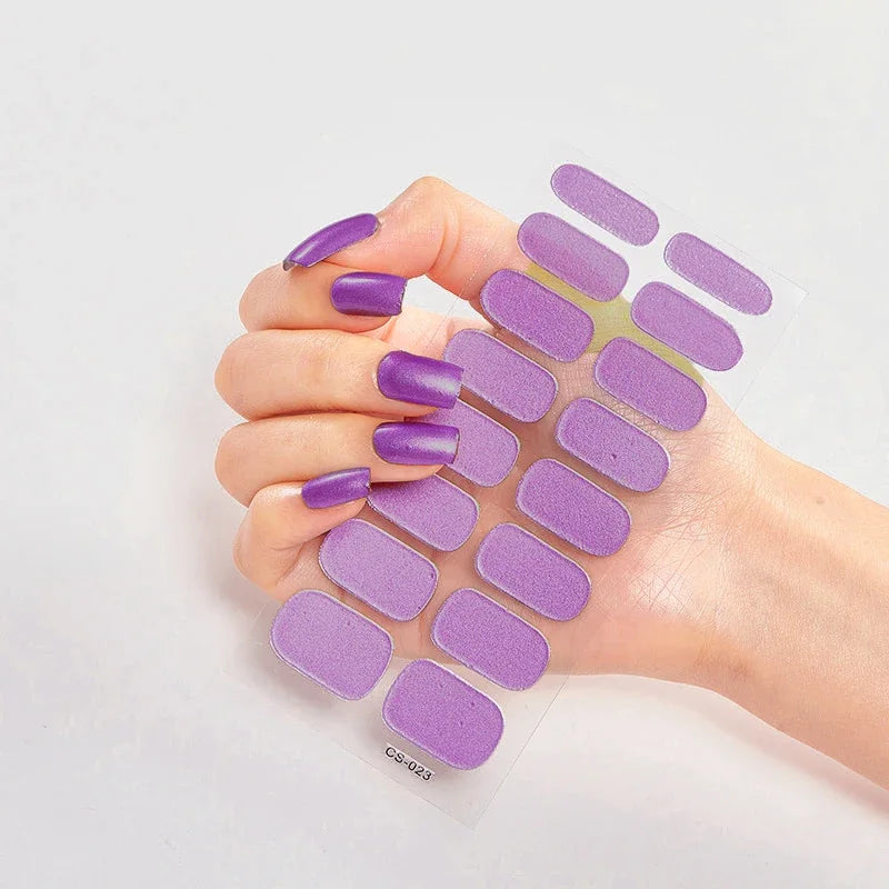 UV Semi Cured Gel Nail Wraps – Long Lasting French Style LED Gel Nail Stickers for Nail Extensions