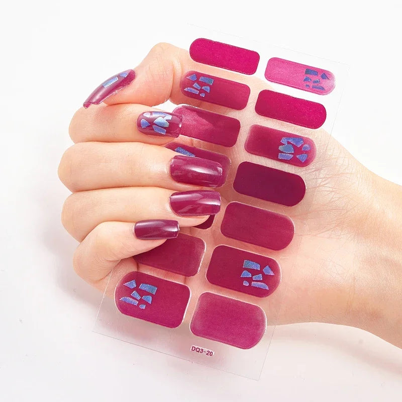 UV Semi Cured Gel Nail Wraps – Long Lasting French Style LED Gel Nail Stickers for Nail Extensions