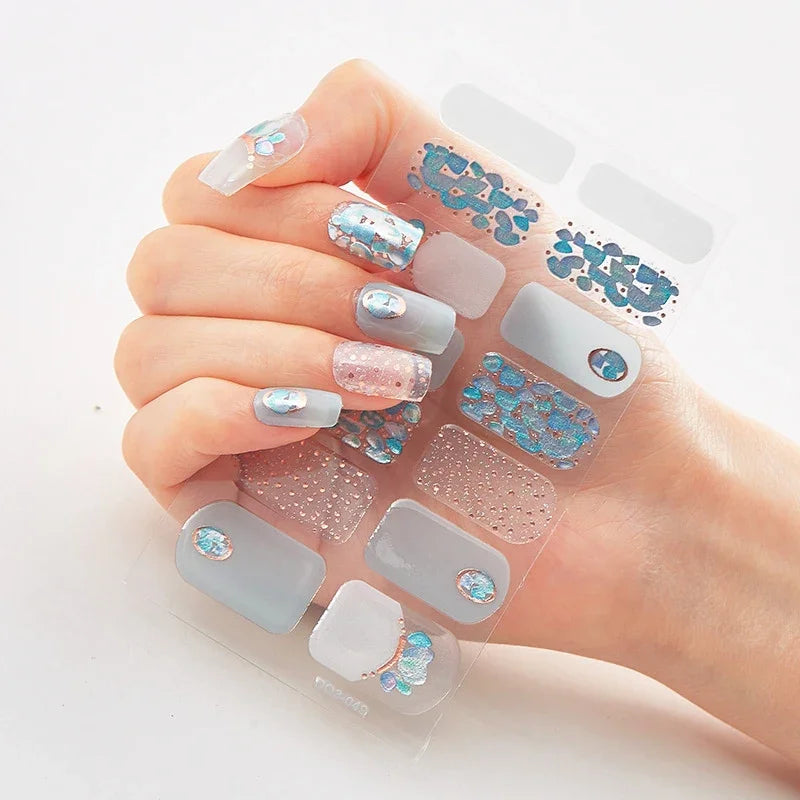 UV Semi Cured Gel Nail Wraps – Long Lasting French Style LED Gel Nail Stickers for Nail Extensions