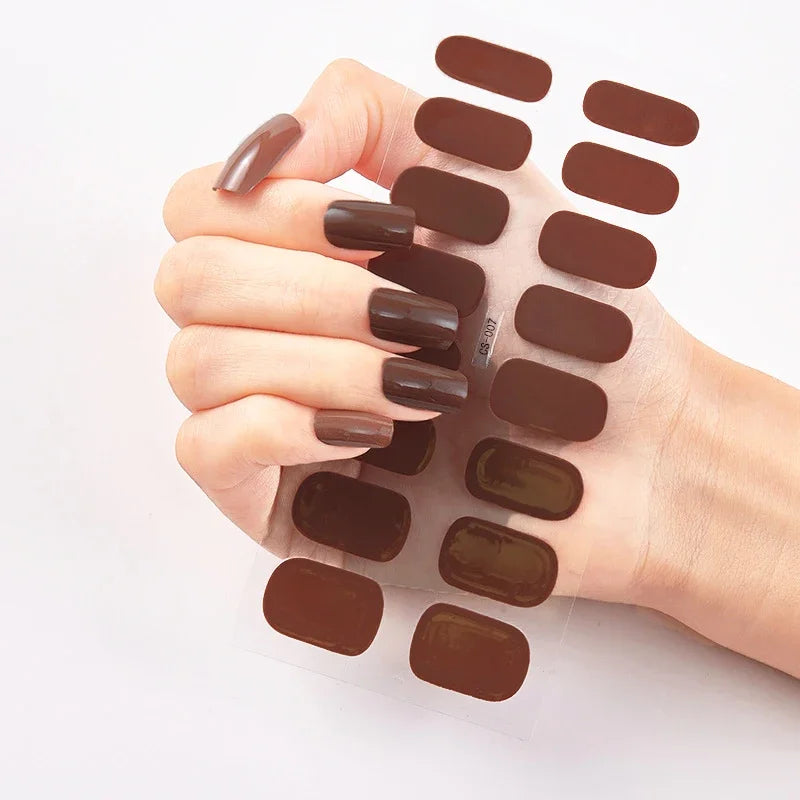 UV Semi Cured Gel Nail Wraps – Long Lasting French Style LED Gel Nail Stickers for Nail Extensions