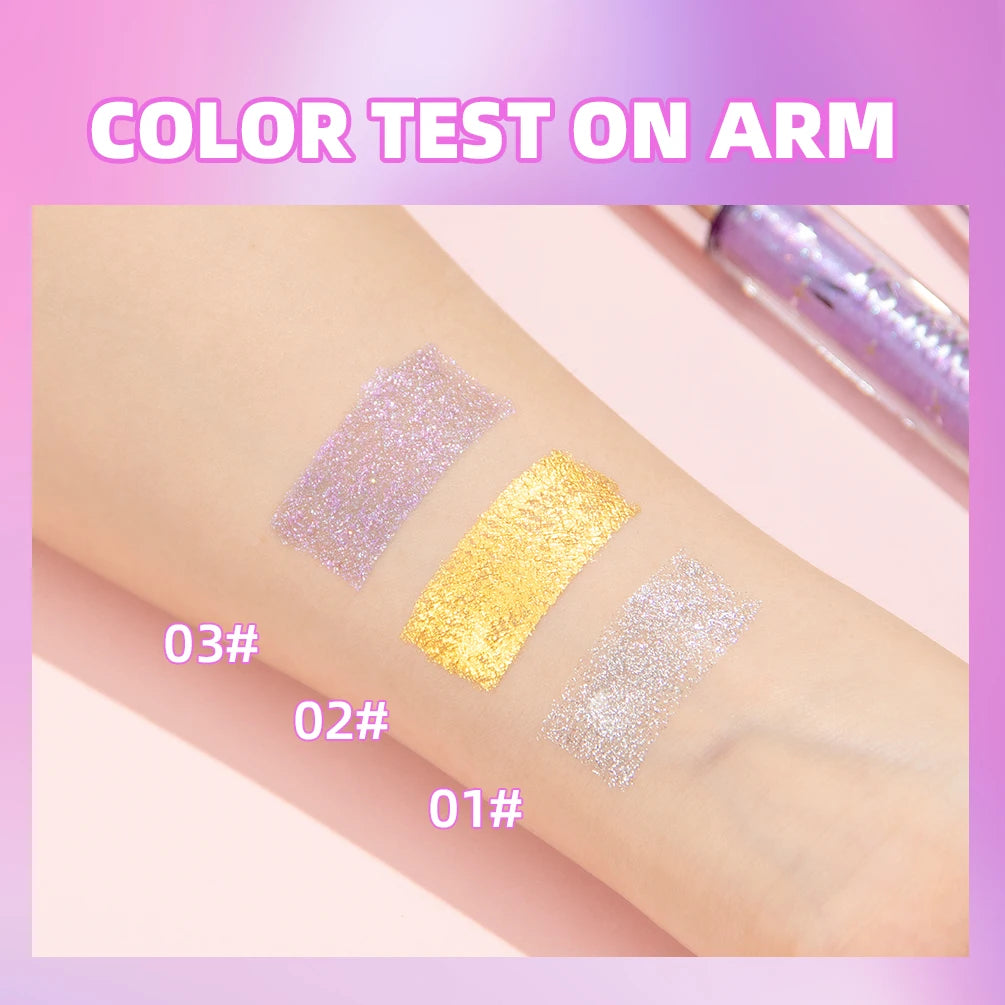 Glitter Diamond Mascara – Waterproof Shimmer Curling Mascara (Silver, Gold & Purple)