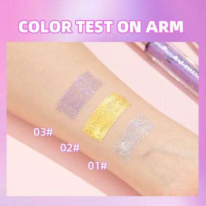 Glitter Diamond Mascara – Waterproof Shimmer Curling Mascara (Silver, Gold & Purple)