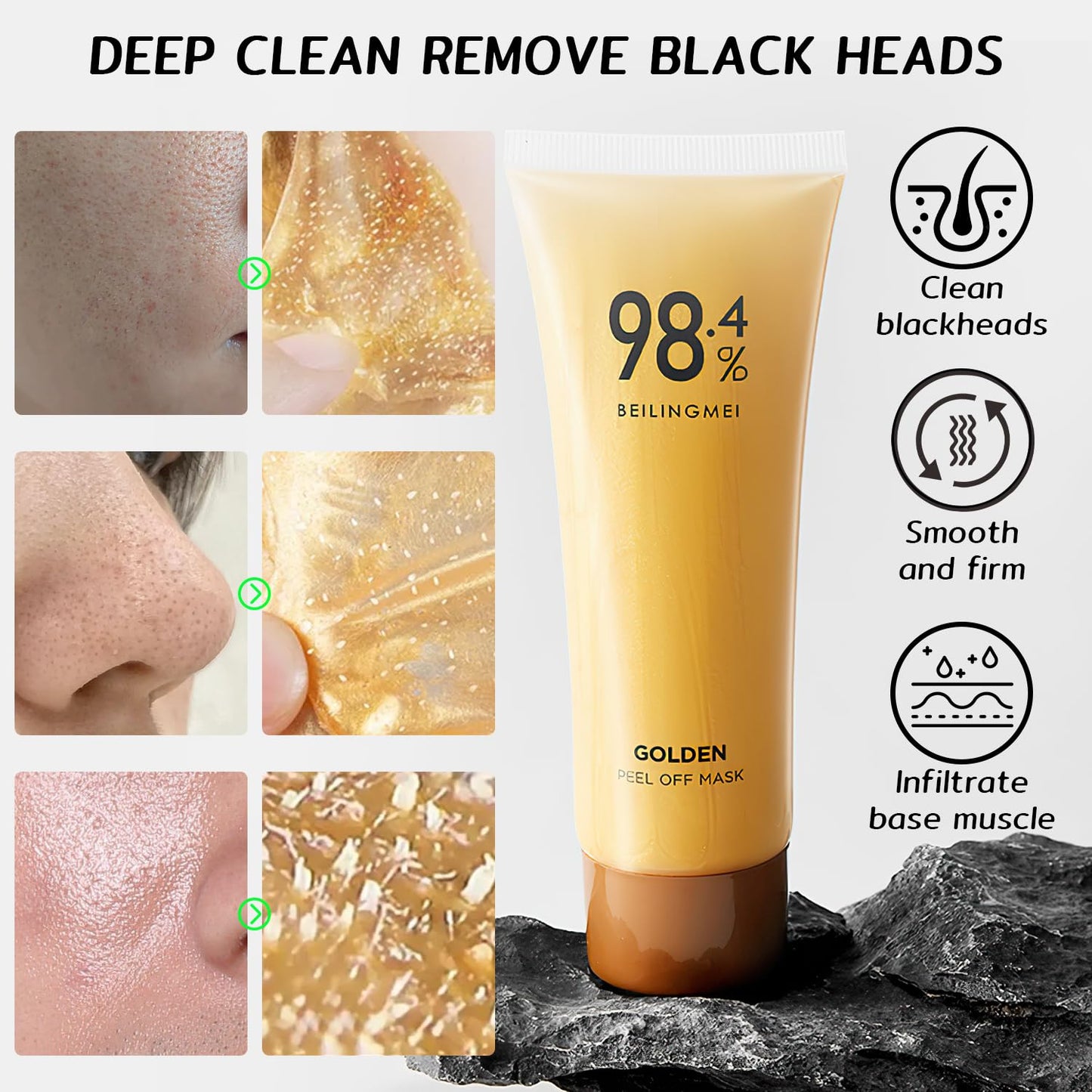 24K Gold Peel-Off Face Mask – Hydrating & Deep Cleansing Skincare (2PCS)