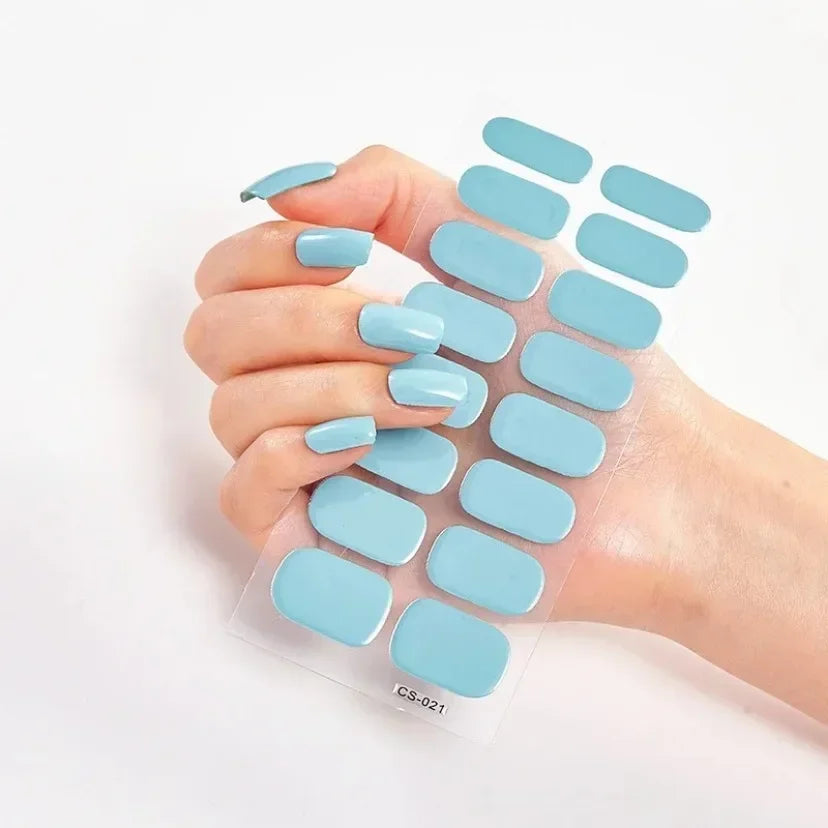 UV Semi Cured Gel Nail Wraps – Long Lasting French Style LED Gel Nail Stickers for Nail Extensions