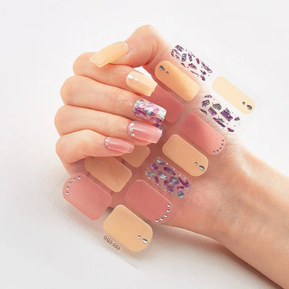 UV Semi Cured Gel Nail Wraps – Long Lasting French Style LED Gel Nail Stickers for Nail Extensions
