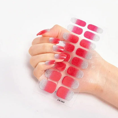 UV Semi Cured Gel Nail Wraps – Long Lasting French Style LED Gel Nail Stickers for Nail Extensions