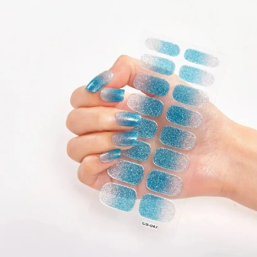 UV Semi Cured Gel Nail Wraps – Long Lasting French Style LED Gel Nail Stickers for Nail Extensions