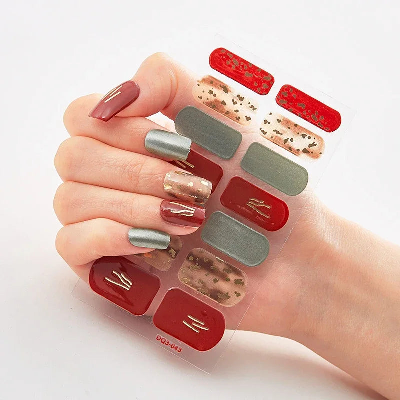 UV Semi Cured Gel Nail Wraps – Long Lasting French Style LED Gel Nail Stickers for Nail Extensions