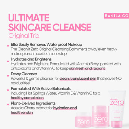 BANILA CO Ultimate Skincare Cleanse Trio Original Bundle | Soothing & Hydrating Skincare Cleanse Set