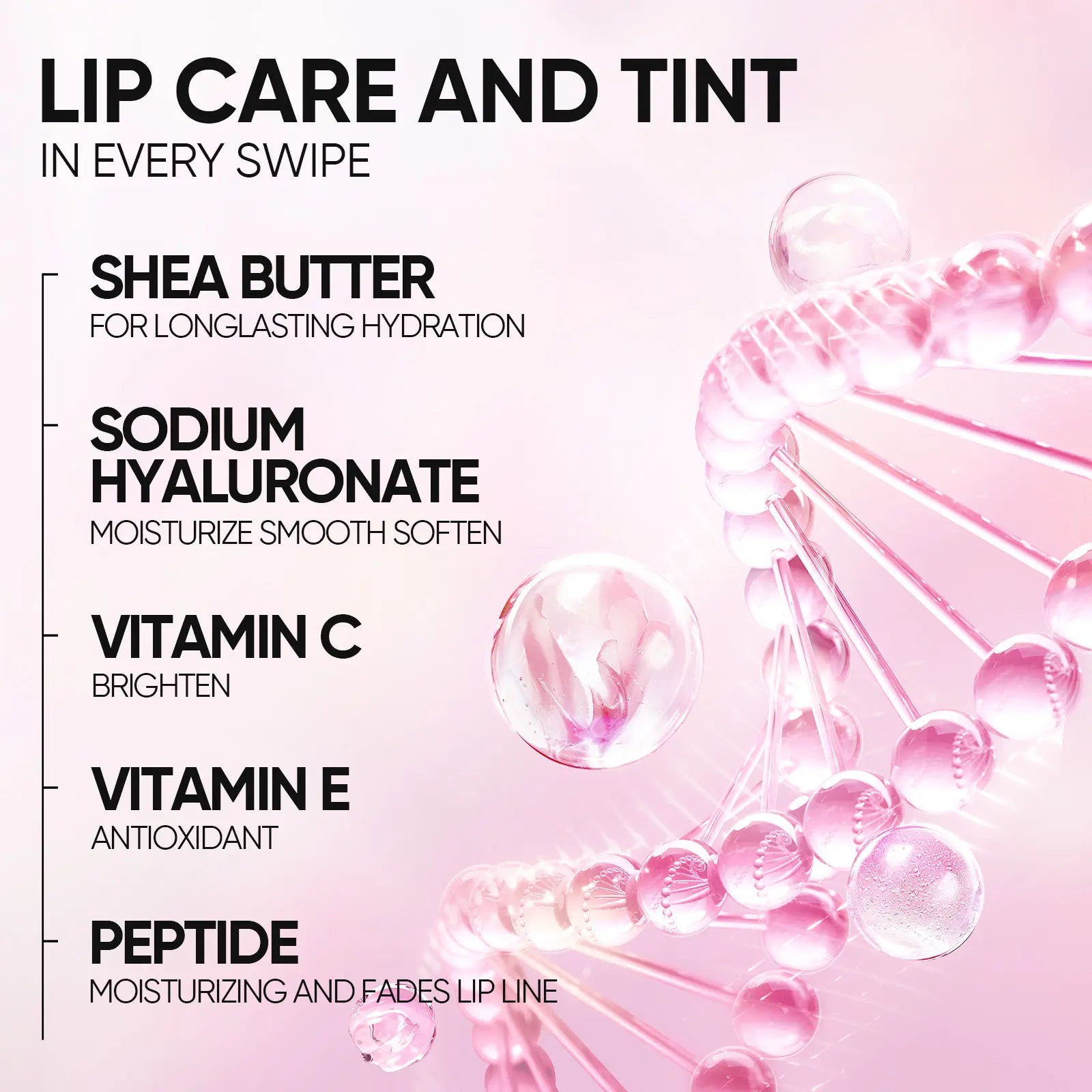 SKINTIFIC Hydrating Brightening Lip Serum – Hyaluronic Acid & Peptide Glossy Korean Lip Balm with Cooling Roller Applicator