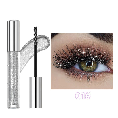 Glitter Diamond Mascara – Waterproof Shimmer Curling Mascara (Silver, Gold & Purple)