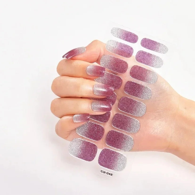 UV Semi Cured Gel Nail Wraps – Long Lasting French Style LED Gel Nail Stickers for Nail Extensions