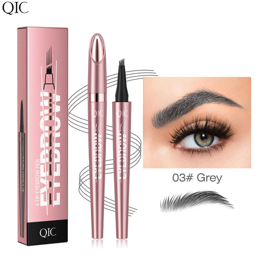 4 Point Liquid Eyebrow Pencil Waterproof Dark Brown Fork Tip Eyebrow Pencil Tattoo Fine Sketch Liquid Eyebrow Pen Makeup Tool