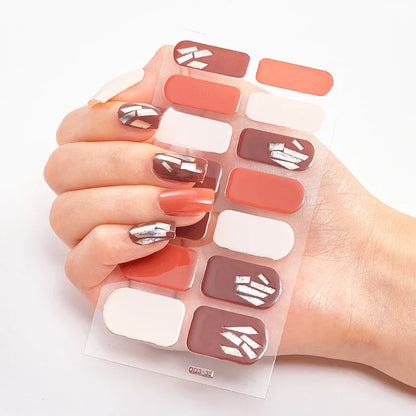 UV Semi Cured Gel Nail Wraps – Long Lasting French Style LED Gel Nail Stickers for Nail Extensions