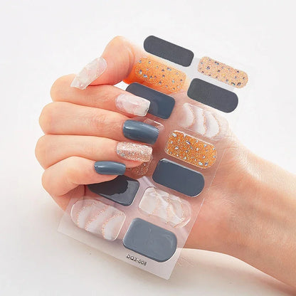 UV Semi Cured Gel Nail Wraps – Long Lasting French Style LED Gel Nail Stickers for Nail Extensions