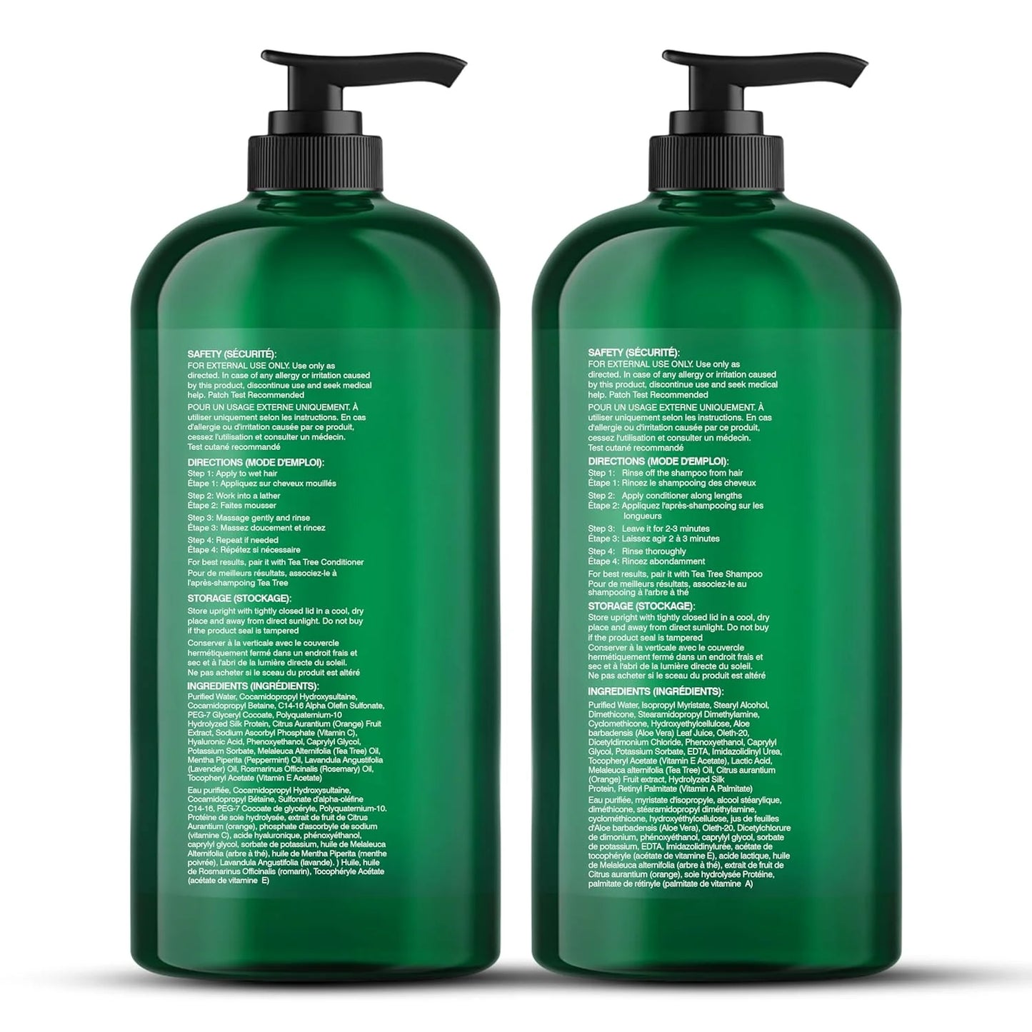 Tea Tree Shampoo and Conditioner Set - with 100% Pure Tea Tree Oil, for Itchy and Dry Scalp, Sulfate Free, Paraben Free - for Men and Women - 2 Bottles 16 Fl Oz Each
