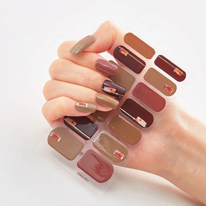 UV Semi Cured Gel Nail Wraps – Long Lasting French Style LED Gel Nail Stickers for Nail Extensions