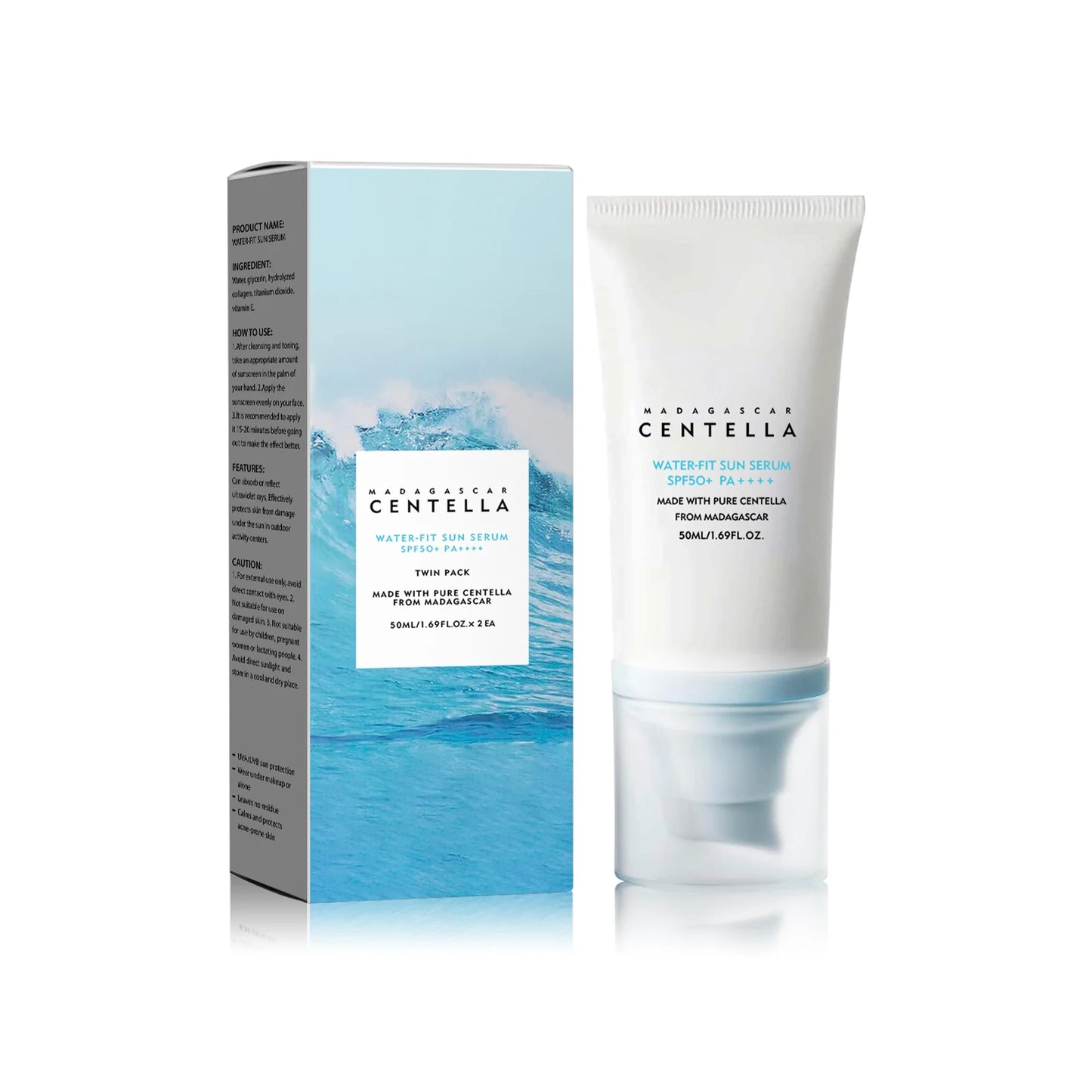 2/1Pcs SPF50+ Sunscreen Cream Centella Strong UV Protection Water-Based Sunscreen Sun Body Sunblock Moisturizing Skin Care