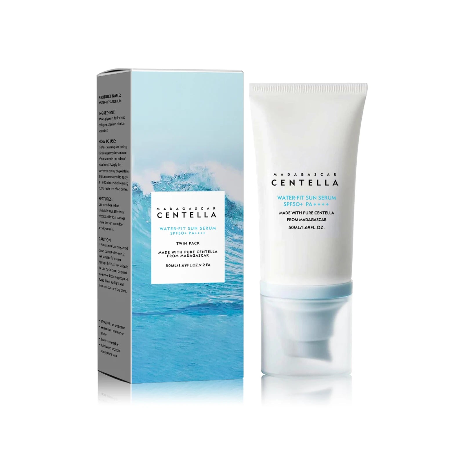 2/1Pcs SPF50+ Sunscreen Cream Centella Strong UV Protection Water-Based Sunscreen Sun Body Sunblock Moisturizing Skin Care