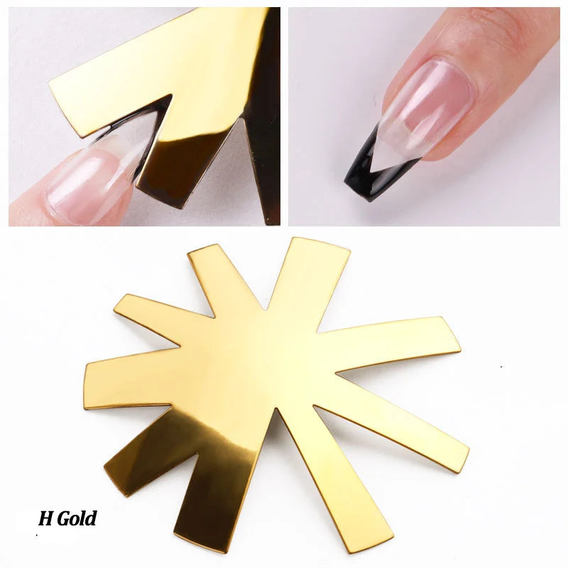 Pro 12 Style Easy French Smile Cut V Line Edge Trimmer Nail Cutter Almond Design Nail Stencil Styling Mold French Manicure Tools