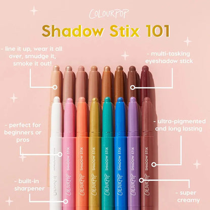 ColourPop Shadow Stix Eyeshadow Stick – Creamy Long-Wearing Pigmented Eye Makeup with Built-In Sharpener