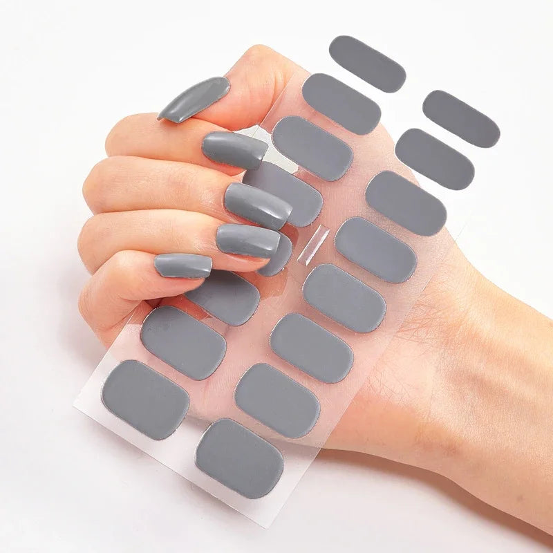 UV Semi Cured Gel Nail Wraps – Long Lasting French Style LED Gel Nail Stickers for Nail Extensions